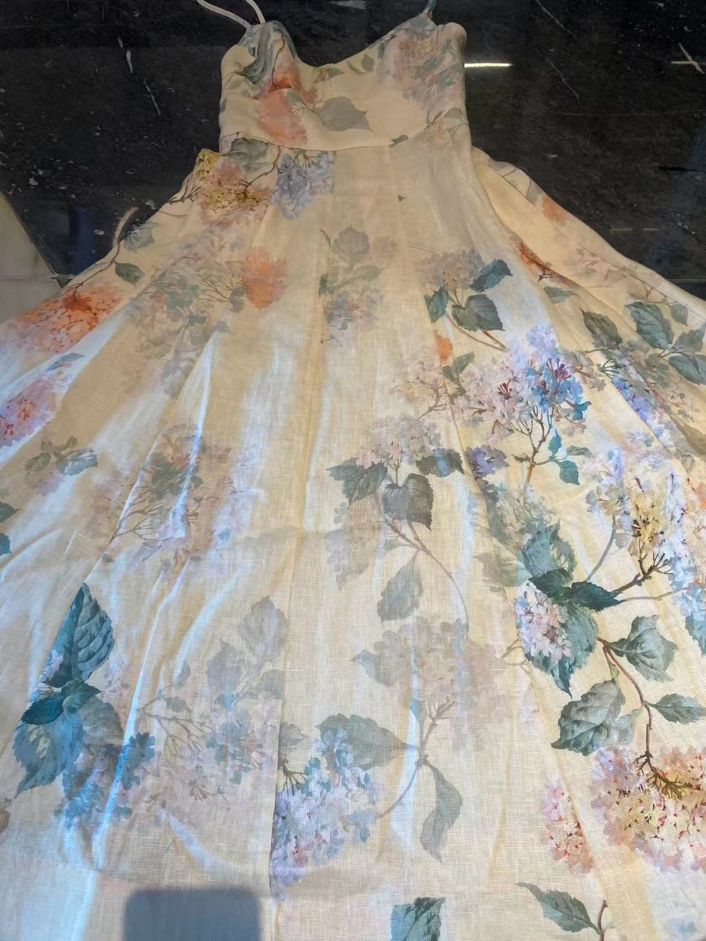 Zimmermann Floral Cream Midi Slip Dress with Spaghetti Straps size 0 - Picture 9 of 11